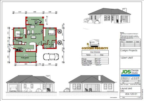 120 m² 3 bed 2 bath 1 garage