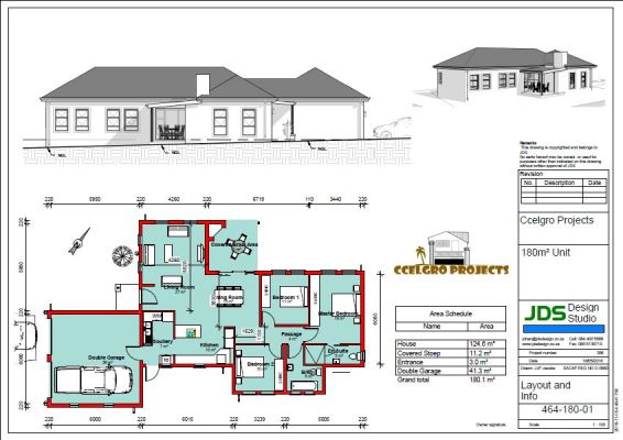 180 m² 3 bed 2 bath 2 garage