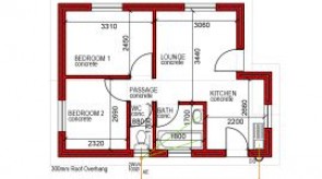 44m² 2 Bed 1 bath 