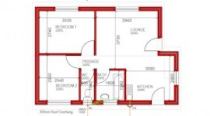 55 m² 2 bed 1 bath